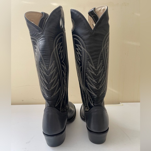 NET Alberta Boot Black Cowboy Western Boots Kangaroo Leather Women Size 9 US - Picture 3 of 8